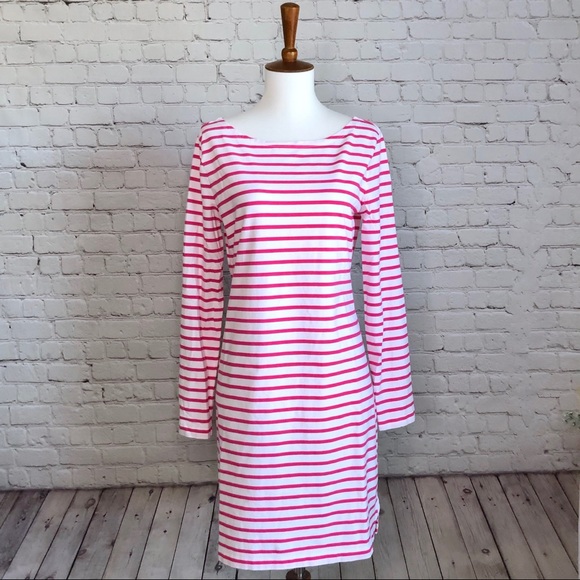 pink white striped dress